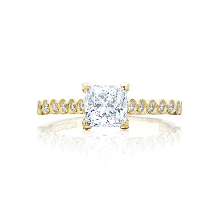 Tacori 18k Yellow Gold Sculpted Crescent Princess Diamond Engagement Ring Setting 02 CTW International Diamond Center Rings