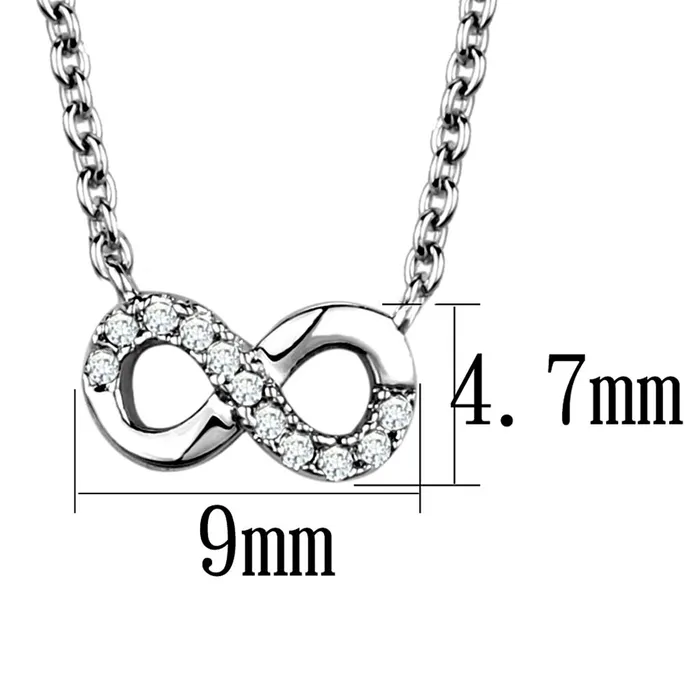 3W1022 Rhodium Brass Chain Pendant with AAA Grade CZ in Clear Alamode Necklaces