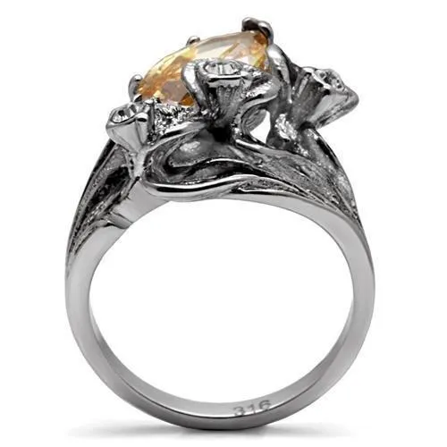 Alamode Rings TK083 High polished no plating Stainless Steel Ring with AAA Grade CZ in Champagne