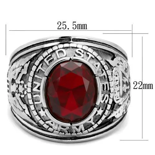Alamode Rings TK414706 HighPolished Stainless Steel Ring with Synthetic Synthetic Glass in Siam