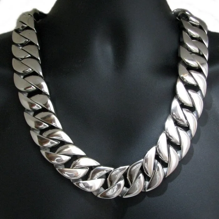 Bling Cartel Admin Necklaces Huge 316L Stainless Steel Silver Cuban Link Chain Necklace 24 x 30MM