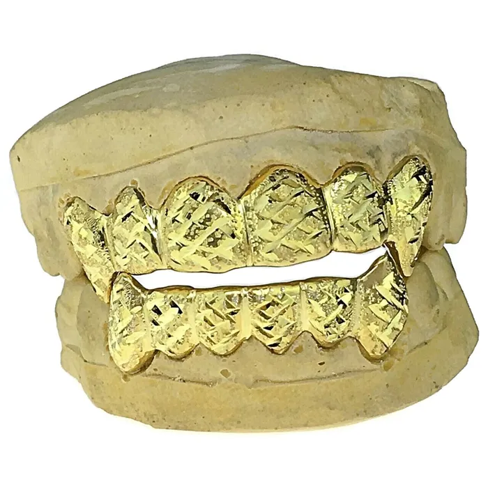 Bling Cartel Admin Real 10K Gold Dust DiamondCut Custom Vampire Teeth Fang Grillz Rings