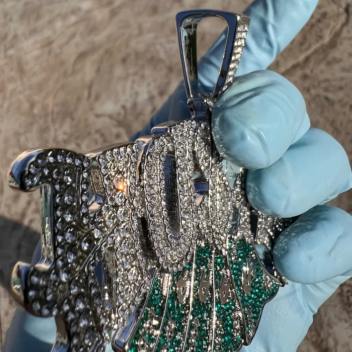 Bling Cartel Necklaces Hustla Big Cash Money Hip Hop Pendant Silver Tone Iced Flooded Out