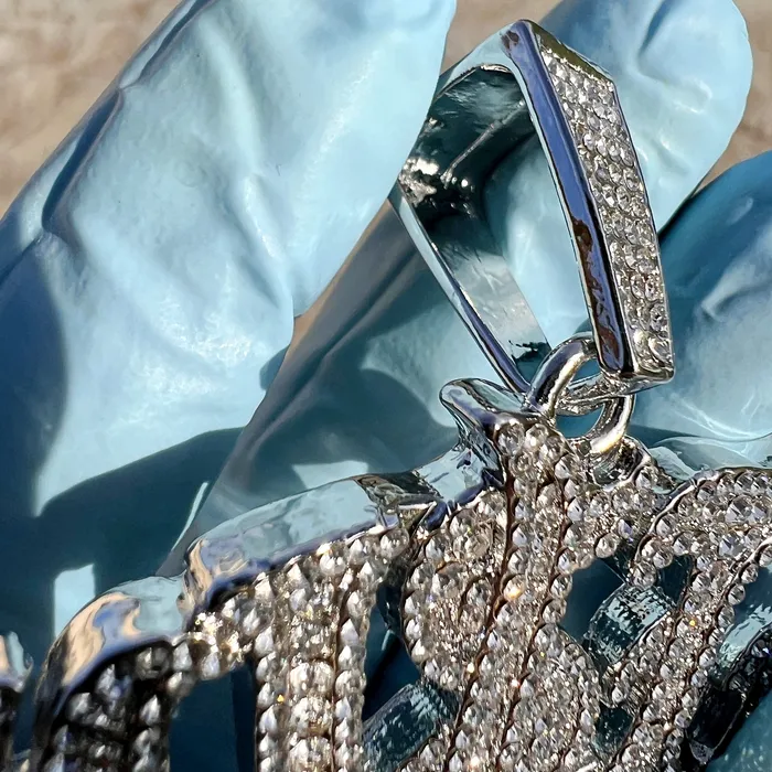 Bling Cartel Necklaces Hustla Big Cash Money Hip Hop Pendant Silver Tone Iced Flooded Out