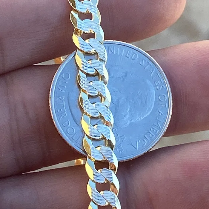 Bracelets Bling Cartel Admin Two Tone 925 Sterling Silver DiamondCut Bracelet 75 x 6MM