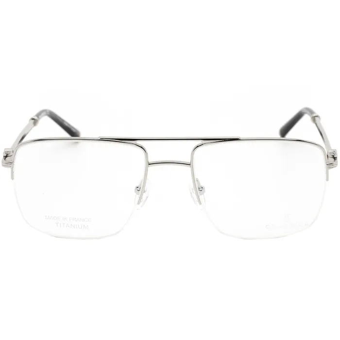Charriol Charriol Mens Eyeglasses Half Rim Shiny SilverBlack Titanium Frame PC75080 C02 Rings