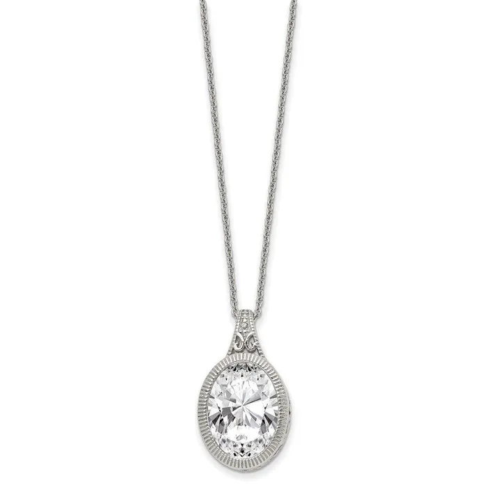 Chisel Necklaces Stainless Steel Oval Crystal Necklace