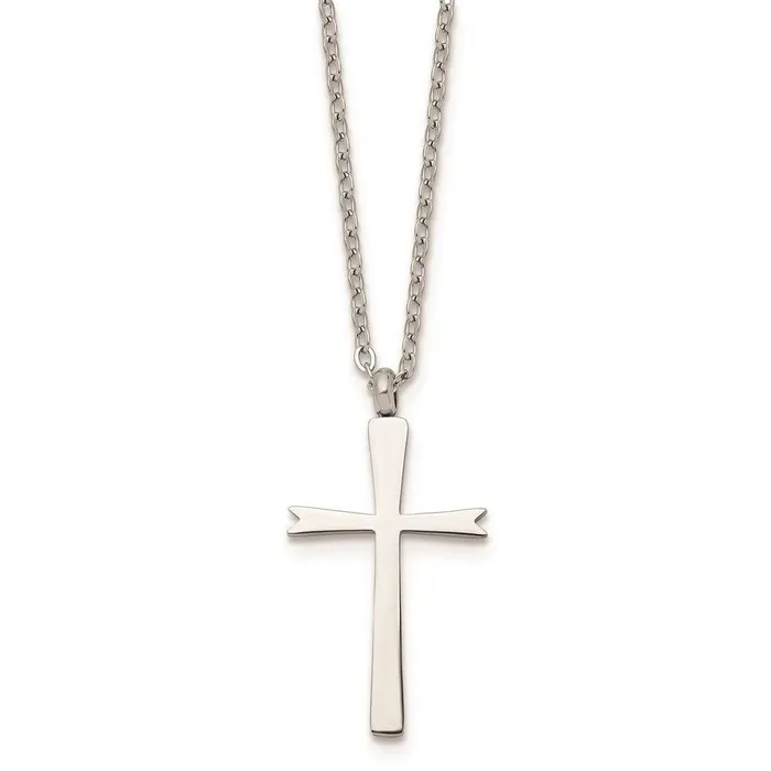 Chisel Necklaces Stainless Steel Polished Cross Necklace