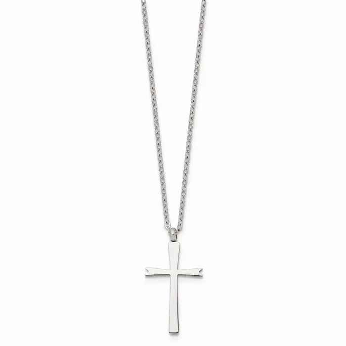 Chisel Necklaces Stainless Steel Polished Cross Necklace Chisel Necklaces Stainless Steel Polished Cross Necklace