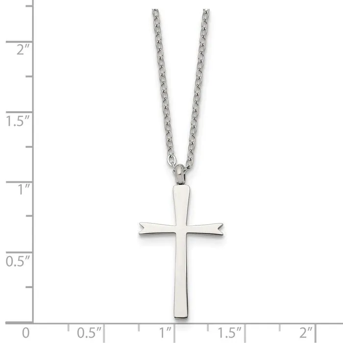 Chisel Necklaces Stainless Steel Polished Cross Necklace Chisel Necklaces Stainless Steel Polished Cross Necklace