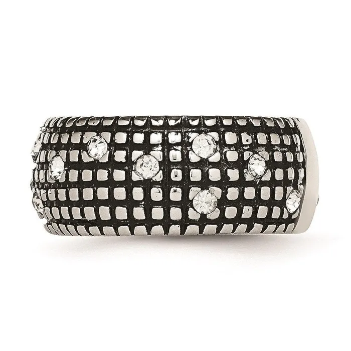 Chisel Rings Stainless Steel Crystal Antiqued Ring Chisel Rings Stainless Steel Crystal Antiqued Ring