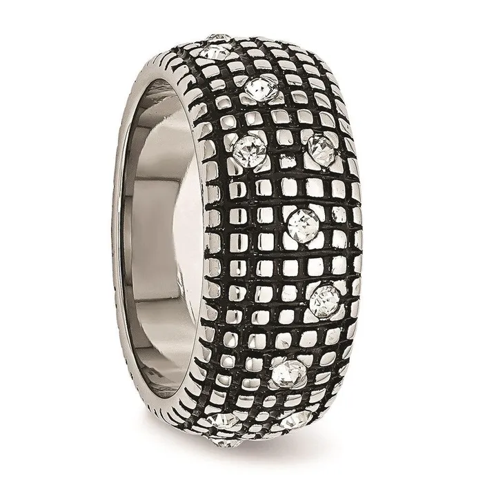 Chisel Rings Stainless Steel Crystal Antiqued Ring Chisel Rings Stainless Steel Crystal Antiqued Ring