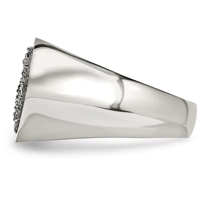Chisel Rings Stainless Steel Polished with Silver Druzy Ring Chisel Rings Stainless Steel Polished with Silver Druzy Ring