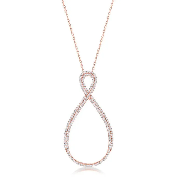 Classic Necklaces Sterling Silver Large Open Pear Shaped Infinity Design Necklace Classic Necklaces Sterling Silver Large Open Pear Shaped Infinity Design Necklace
