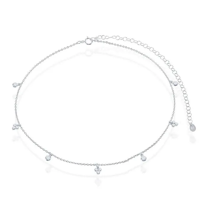 Classic Necklaces Sterling Silver Multi BezelSet CZ By The Yard Choker Necklace