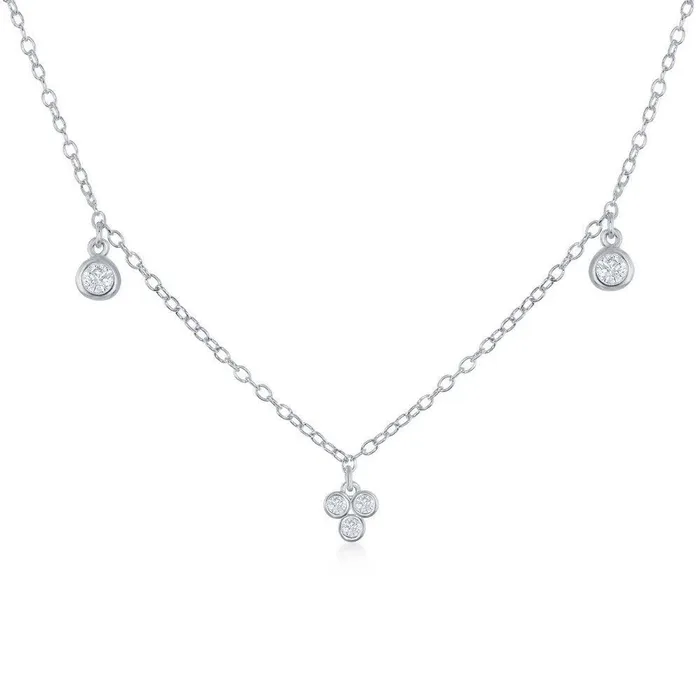 Classic Necklaces Sterling Silver Multi BezelSet CZ By The Yard Choker Necklace Classic Necklaces Sterling Silver Multi BezelSet CZ By The Yard Choker Necklace