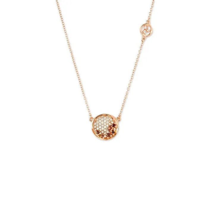 Classic Necklaces Sterling Silver Round Brown CZ Micro Pave Necklace