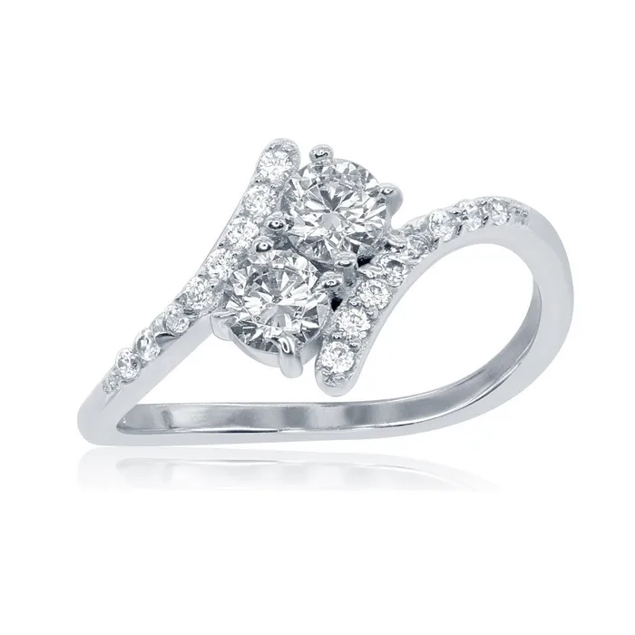 Classic Rings Sterling Silver Us2gether CZ with Thin CZ Sides Ring W1709