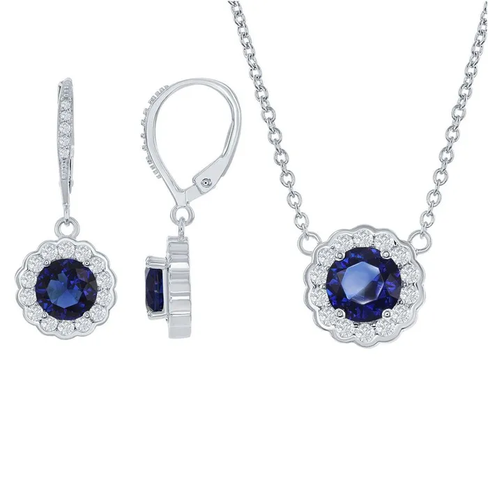 Classic Womens Necklace and Earrings Set September Birthstone with CZ HS5223 Classic Necklaces Classic Womens Necklace and Earrings Set September Birthstone with CZ HS5223 Classic Necklaces