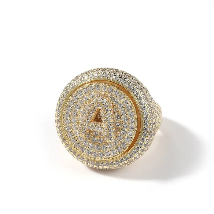 Custom Letter Spinning Initial Ring VVS Jewelry Rings