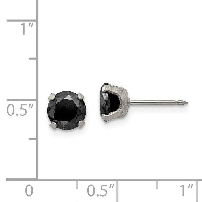 Earrings Jewelry Inverness Stainless Steel 7mm Black CZ Earrings