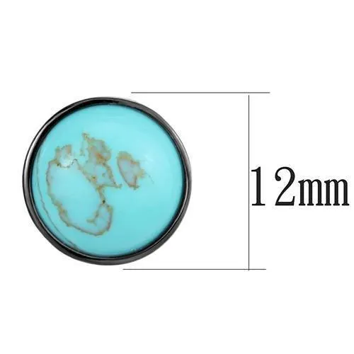 Earrings TK2819 IP Light Black IP Gun Stainless Steel Earrings with Synthetic Turquoise in Sea Blue Alamode