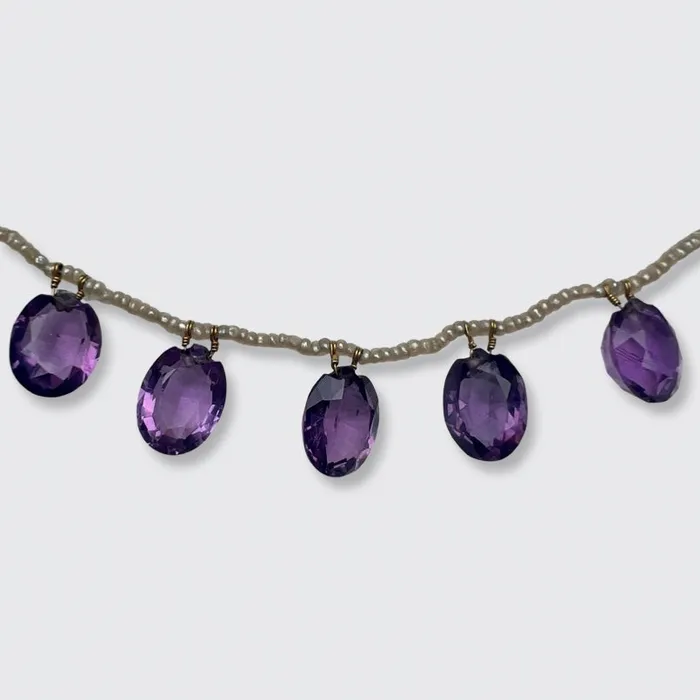Edwardian Amethyst Pearl Fringe Necklace 21stfinds Necklaces