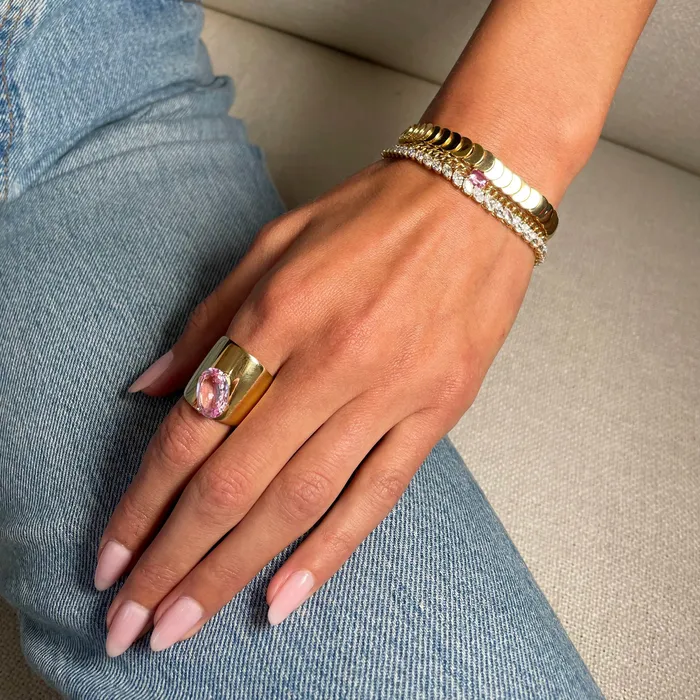 GALAXY RING WITH OVAL PINK SAPPHIRE anitako Rings