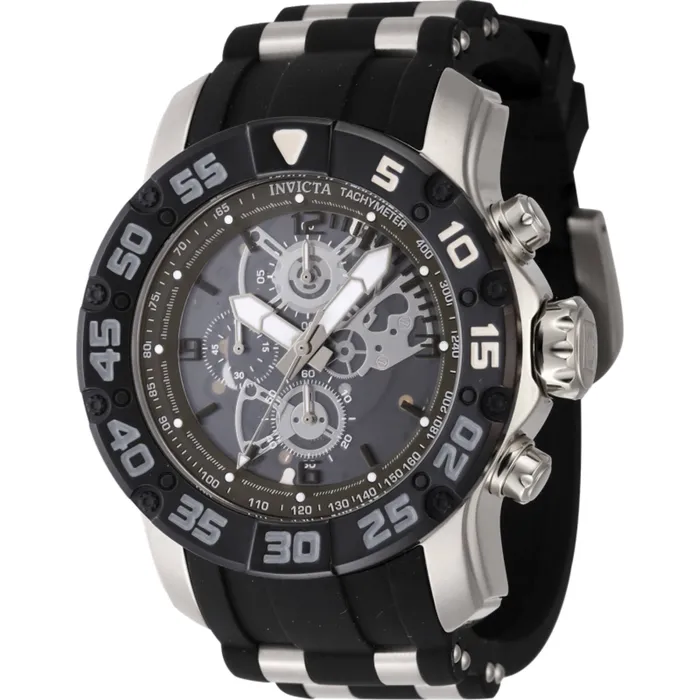 Invicta Rings Invicta Mens Watch Invicta Racing Chronograph Black and Silver Tone Case 48059