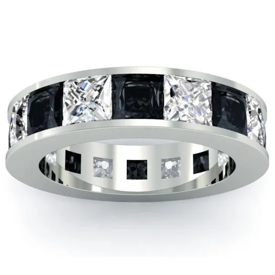 Mens Black and White Diamond Eternity Band deBebians Rings