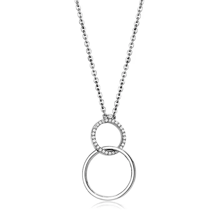 Necklaces Alamode DA097 High polished no plating Stainless Steel Chain Pendant with AAA Grade CZ in Clear Necklaces Alamode DA097 High polished no plating Stainless Steel Chain Pendant with AAA Grade CZ in Clear
