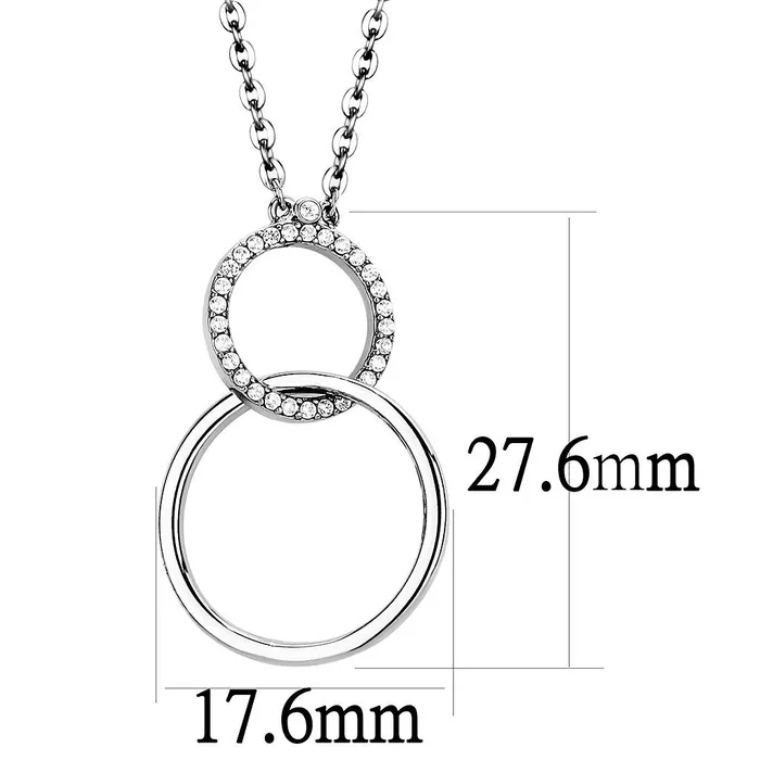Necklaces Alamode DA097 High polished no plating Stainless Steel Chain Pendant with AAA Grade CZ in Clear