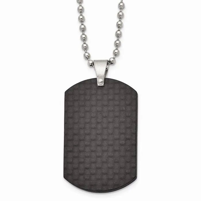 Necklaces Stainless Steel Brushed Black Solid Carbon Fiber Dog Tag Necklace Chisel Necklaces Stainless Steel Brushed Black Solid Carbon Fiber Dog Tag Necklace Chisel