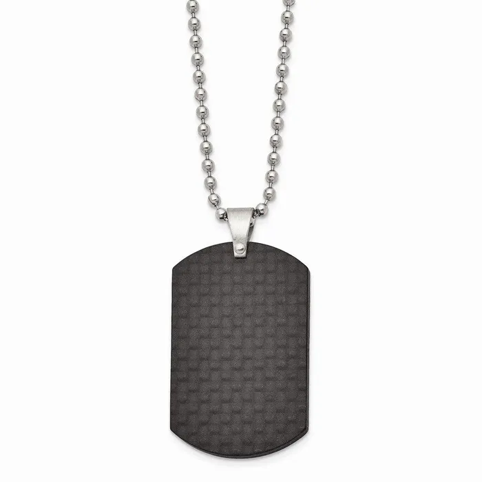 Necklaces Stainless Steel Brushed Black Solid Carbon Fiber Dog Tag Necklace Chisel Necklaces Stainless Steel Brushed Black Solid Carbon Fiber Dog Tag Necklace Chisel