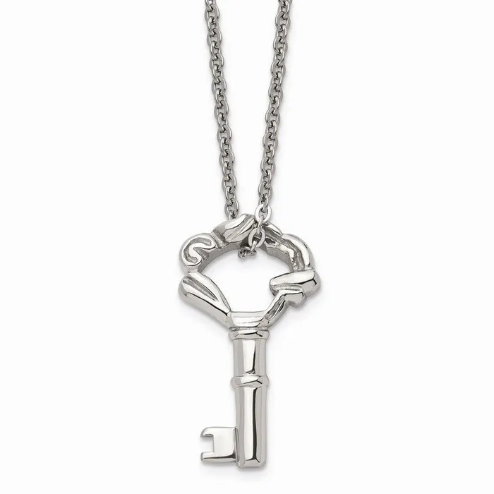 Necklaces Stainless Steel Polished Fancy Key Pendant Necklace Chisel
