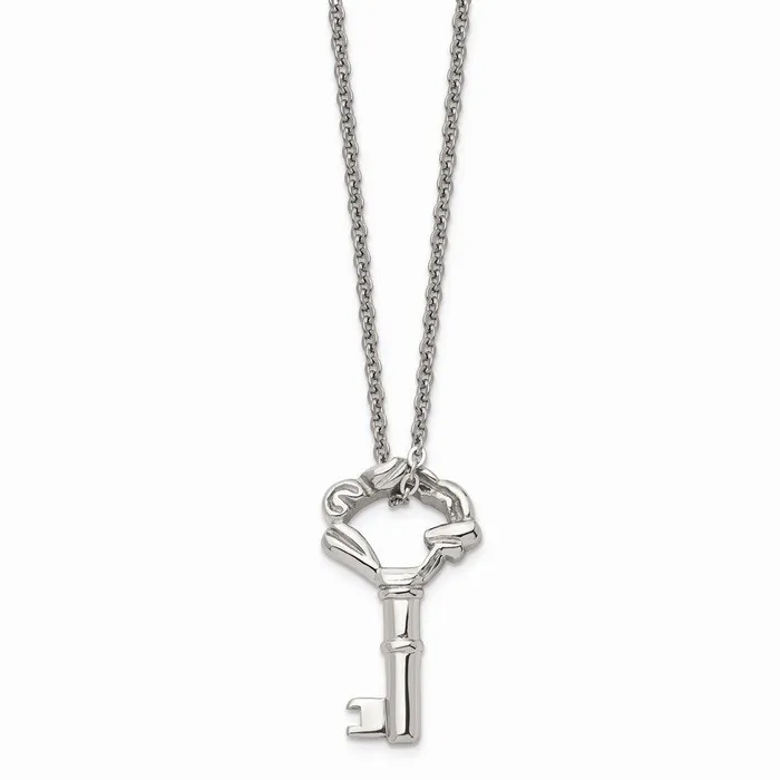 Necklaces Stainless Steel Polished Fancy Key Pendant Necklace Chisel Necklaces Stainless Steel Polished Fancy Key Pendant Necklace Chisel