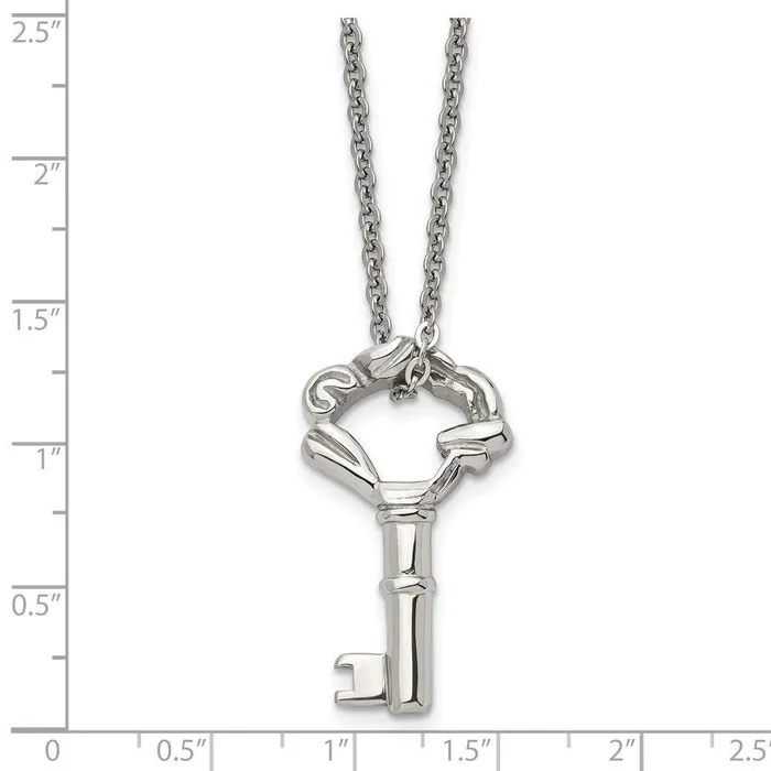 Necklaces Stainless Steel Polished Fancy Key Pendant Necklace Chisel Necklaces Stainless Steel Polished Fancy Key Pendant Necklace Chisel