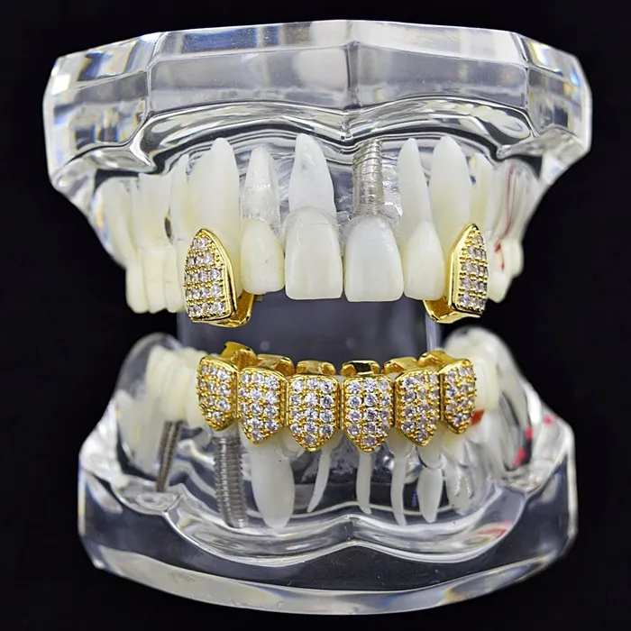 PreStyled Sets Bling Cartel Admin 18K Gold Plated Iced CZ 26 Teeth Iced Flooded Out Grillz Combo