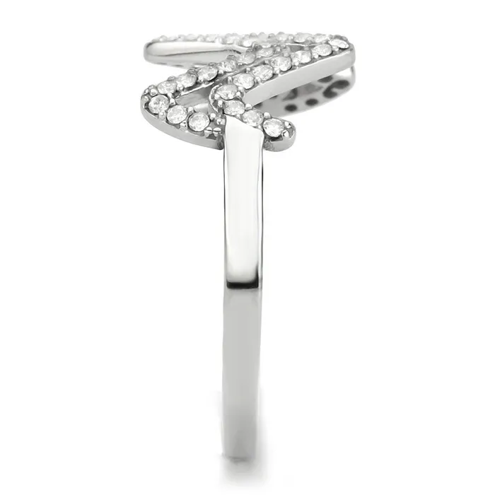 Rings Alamode DA339 No Plating Stainless Steel Ring with AAA Grade CZ in Clear
