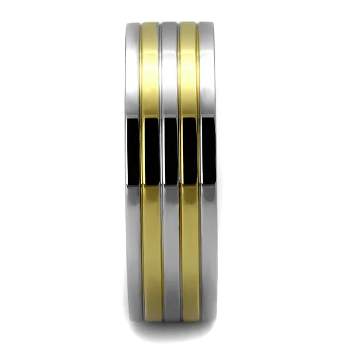 Rings Alamode TK2413 TwoTone IP Gold Ion Plating Stainless Steel Ring with No Stone