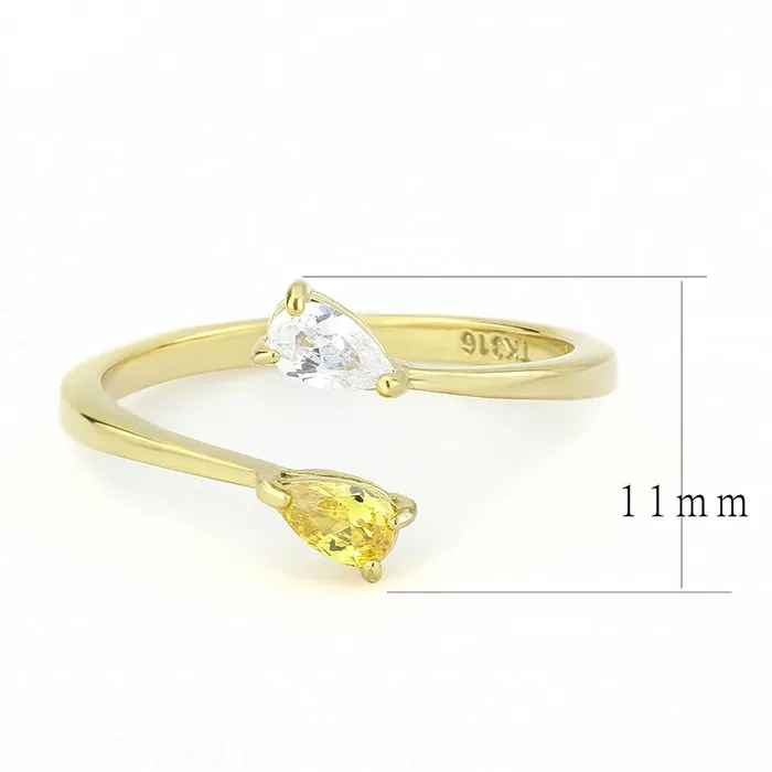 Rings Alamode TK3586 IP GoldIon Plating Stainless Steel Ring with AAA Grade CZ in Topaz