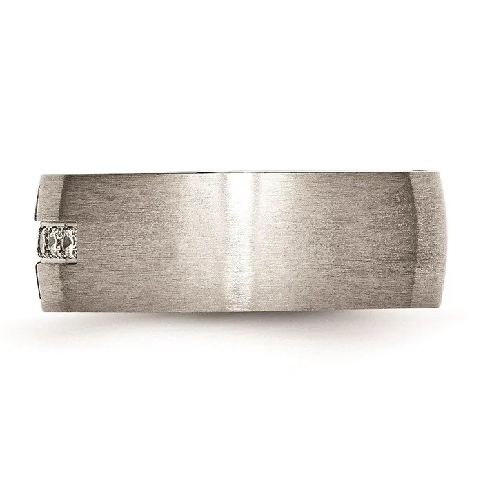 Rings Chisel Stainless Steel Brushed CZ Cross Ring Rings Chisel Stainless Steel Brushed CZ Cross Ring