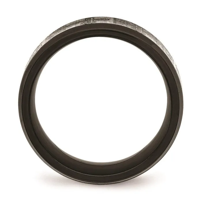 Rings Chisel Stainless Steel BrushedPolished Black IP Laser Etched Pattern Ring Rings Chisel Stainless Steel BrushedPolished Black IP Laser Etched Pattern Ring