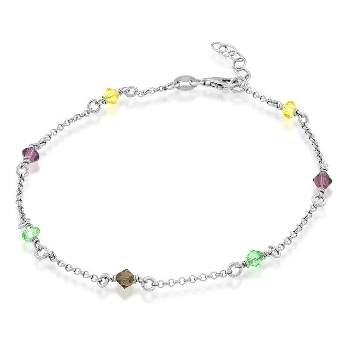 Rings Classic Sterling Silver Multi Colored Crystals Anklet