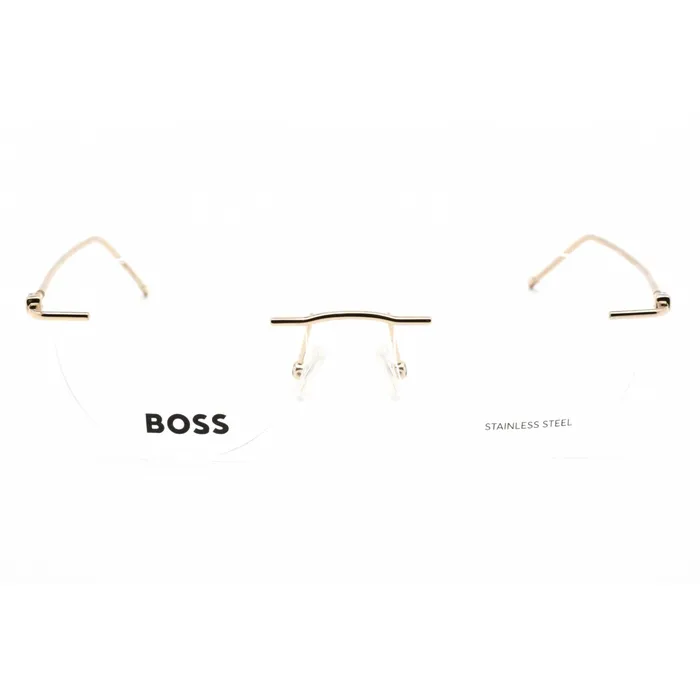 Rings Hugo Boss Hugo Boss Mens Eyeglasses Rimless Gold Metal Round Shape Frame BOSS 1422 0J5G 00