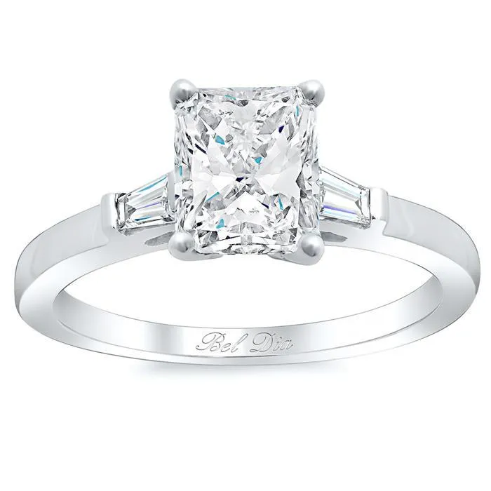 Rings Radiant Three Stone Engagement Ring with Baguettes deBebians