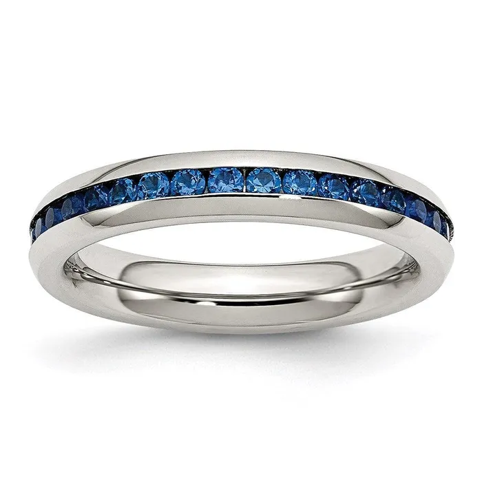 Rings Stainless Steel 4mm September Blue CZ Ring Chisel