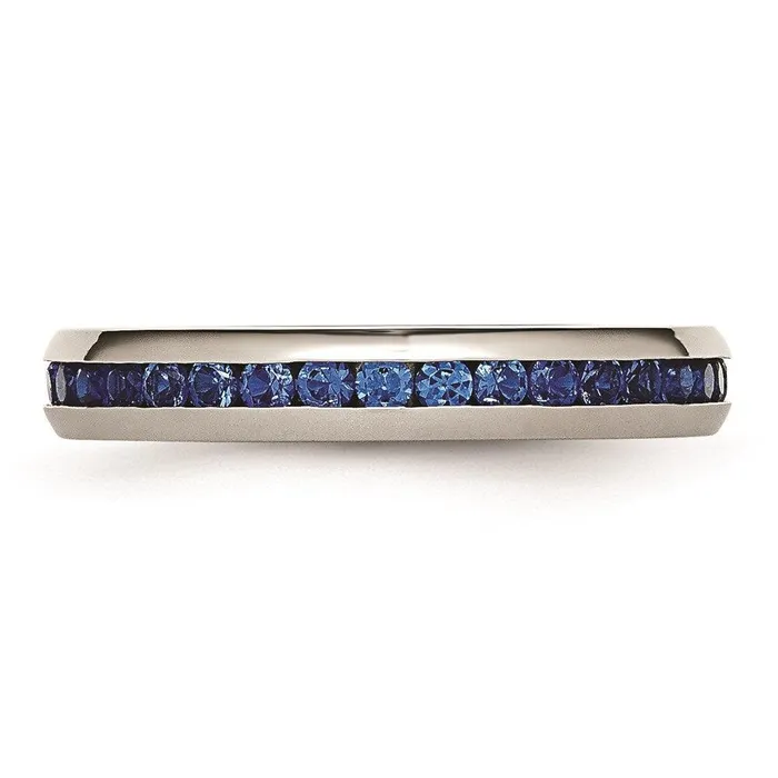 Rings Stainless Steel 4mm September Blue CZ Ring Chisel Rings Stainless Steel 4mm September Blue CZ Ring Chisel