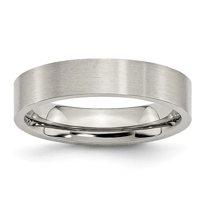 Rings Stainless Steel Flat 5mm Brushed Band Chisel Rings Stainless Steel Flat 5mm Brushed Band Chisel