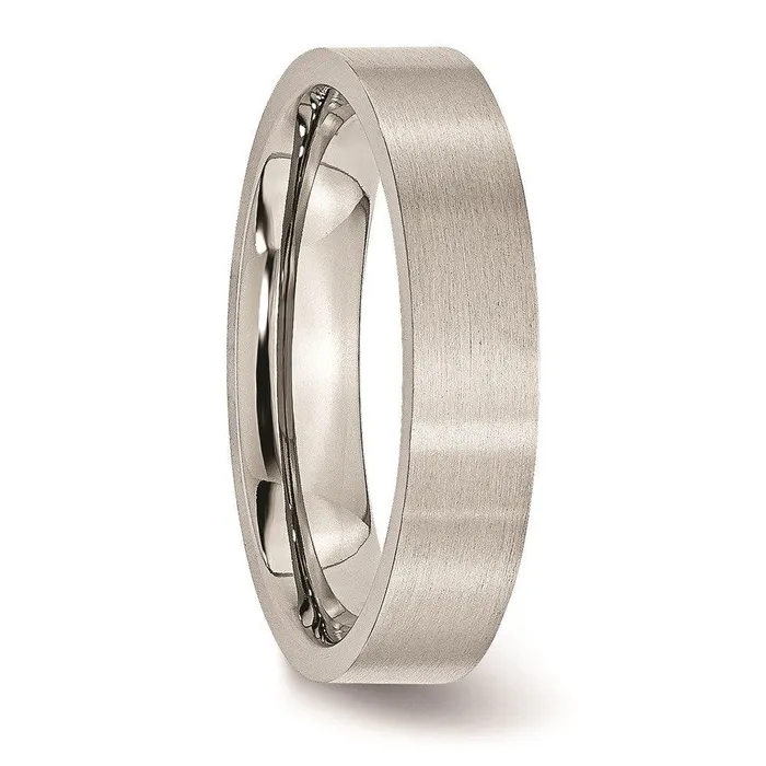 Rings Stainless Steel Flat 5mm Brushed Band Chisel Rings Stainless Steel Flat 5mm Brushed Band Chisel